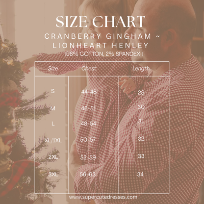 Cranberry Gingham ~ Men’s Lionheart Henley