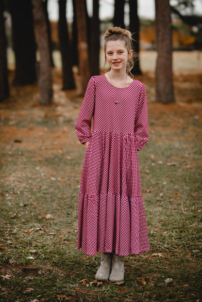 Cranberry Gingham ~ Novella Dress