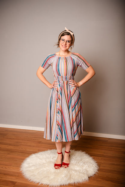 Painterly Pinstripes ~ Folklore Dress