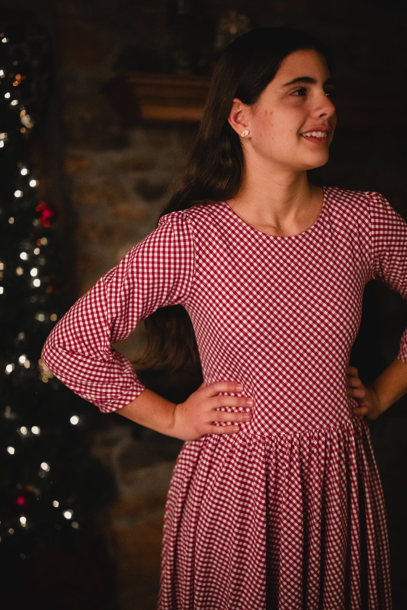 Cranberry Gingham ~ Novella Dress