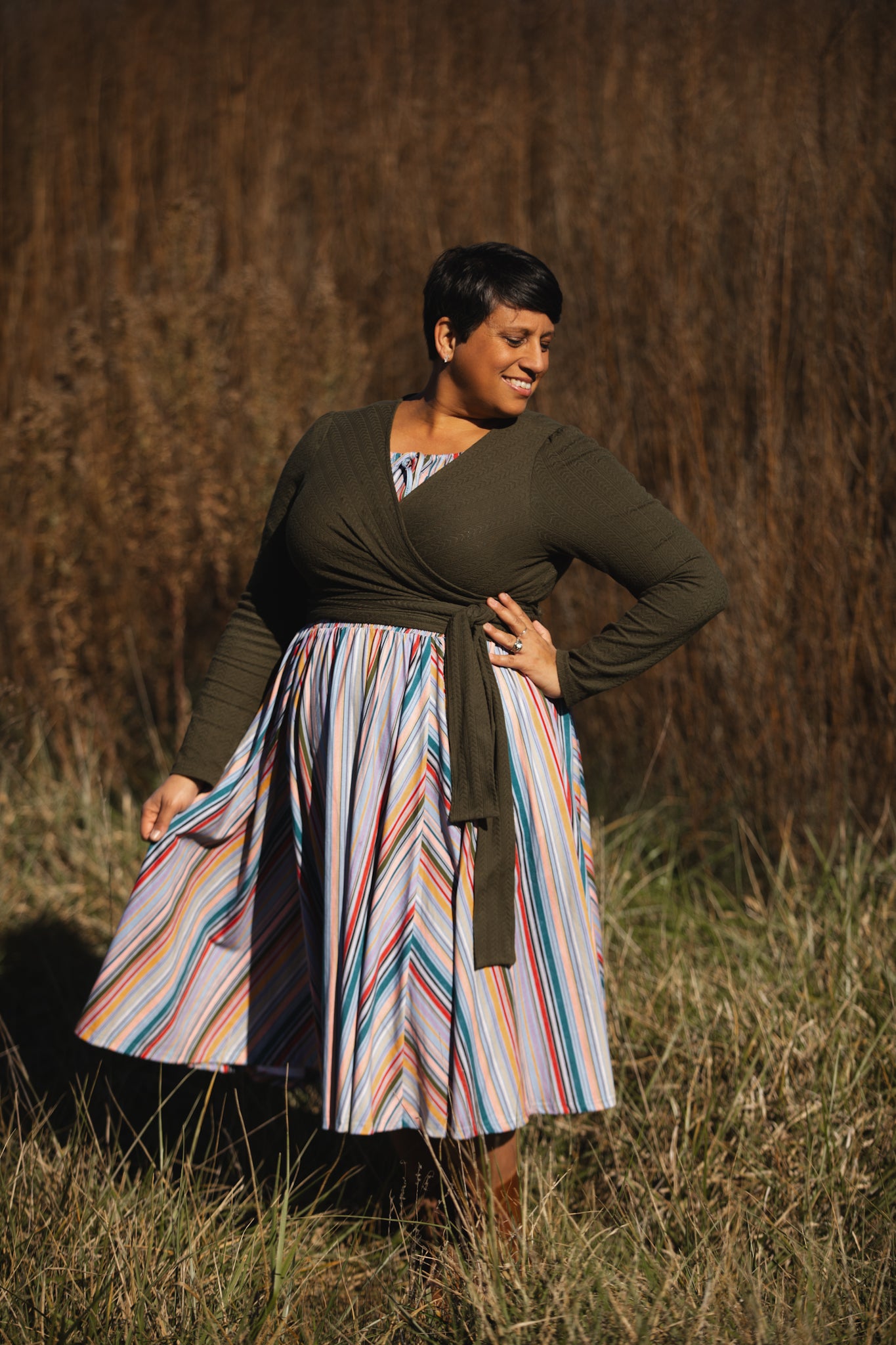 Painterly Pinstripes ~ Folklore Dress