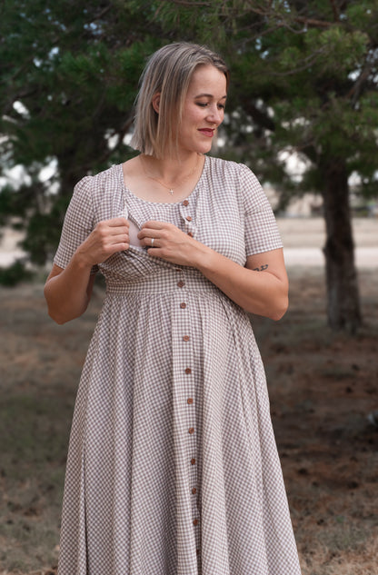 Nutmeg Gingham ~ Hearthside Maxi