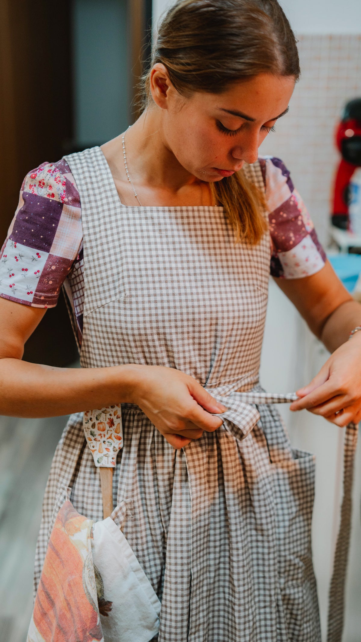 Nutmeg Gingham ~ Pinafore Apron