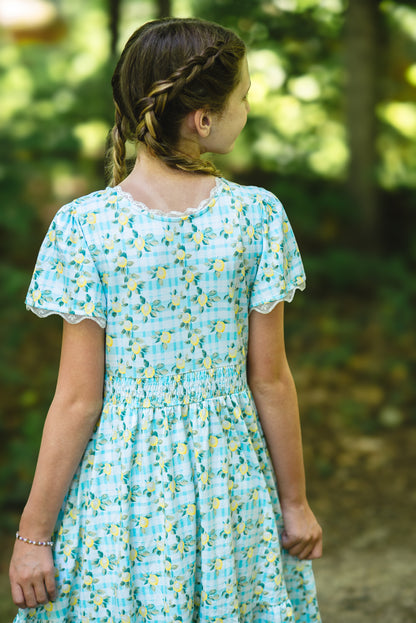 Little Lemon Gingham ~ Mini Keepsake Dress