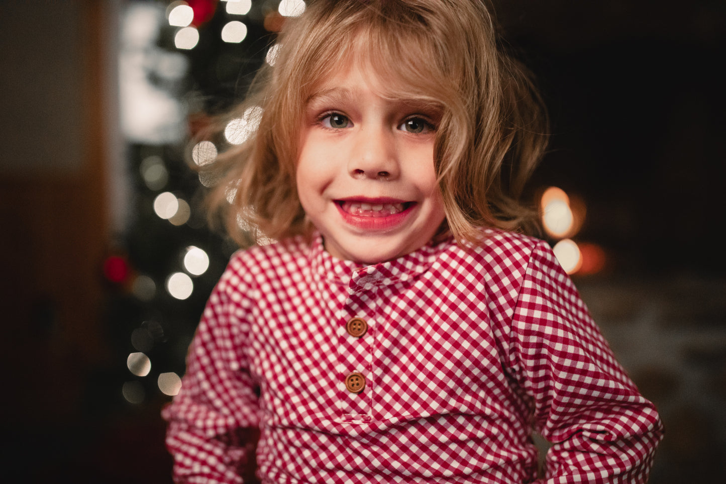 Cranberry Gingham ~ Boy’s Lionheart Henley