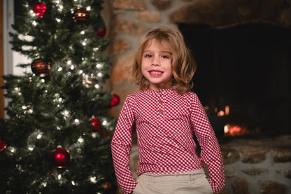 Cranberry Gingham ~ Boy’s Lionheart Henley