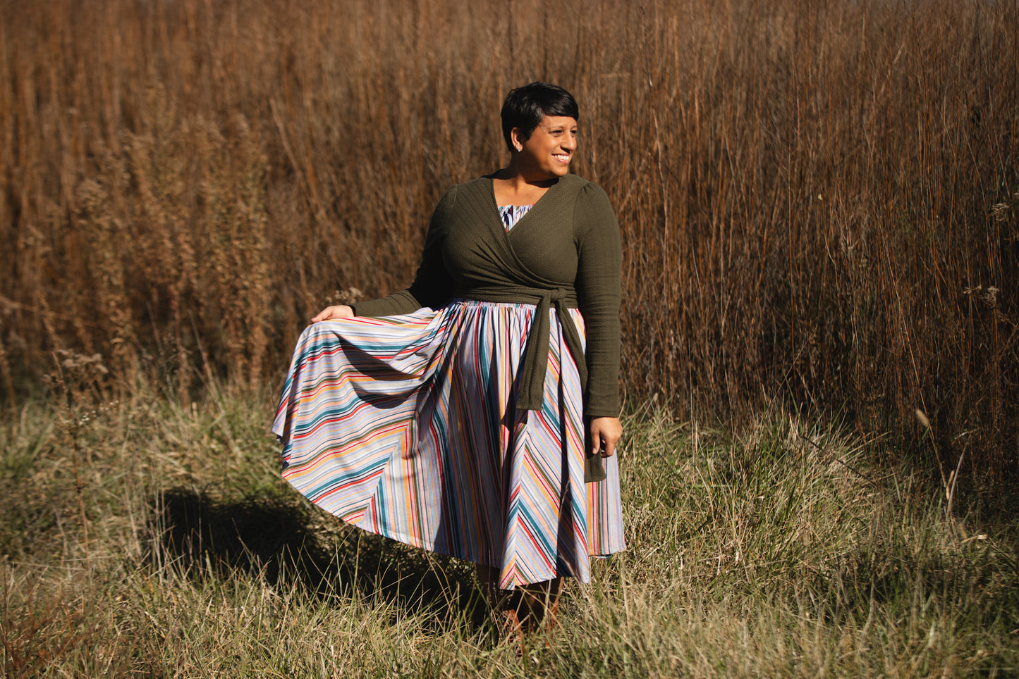 Painterly Pinstripes ~ Folklore Dress