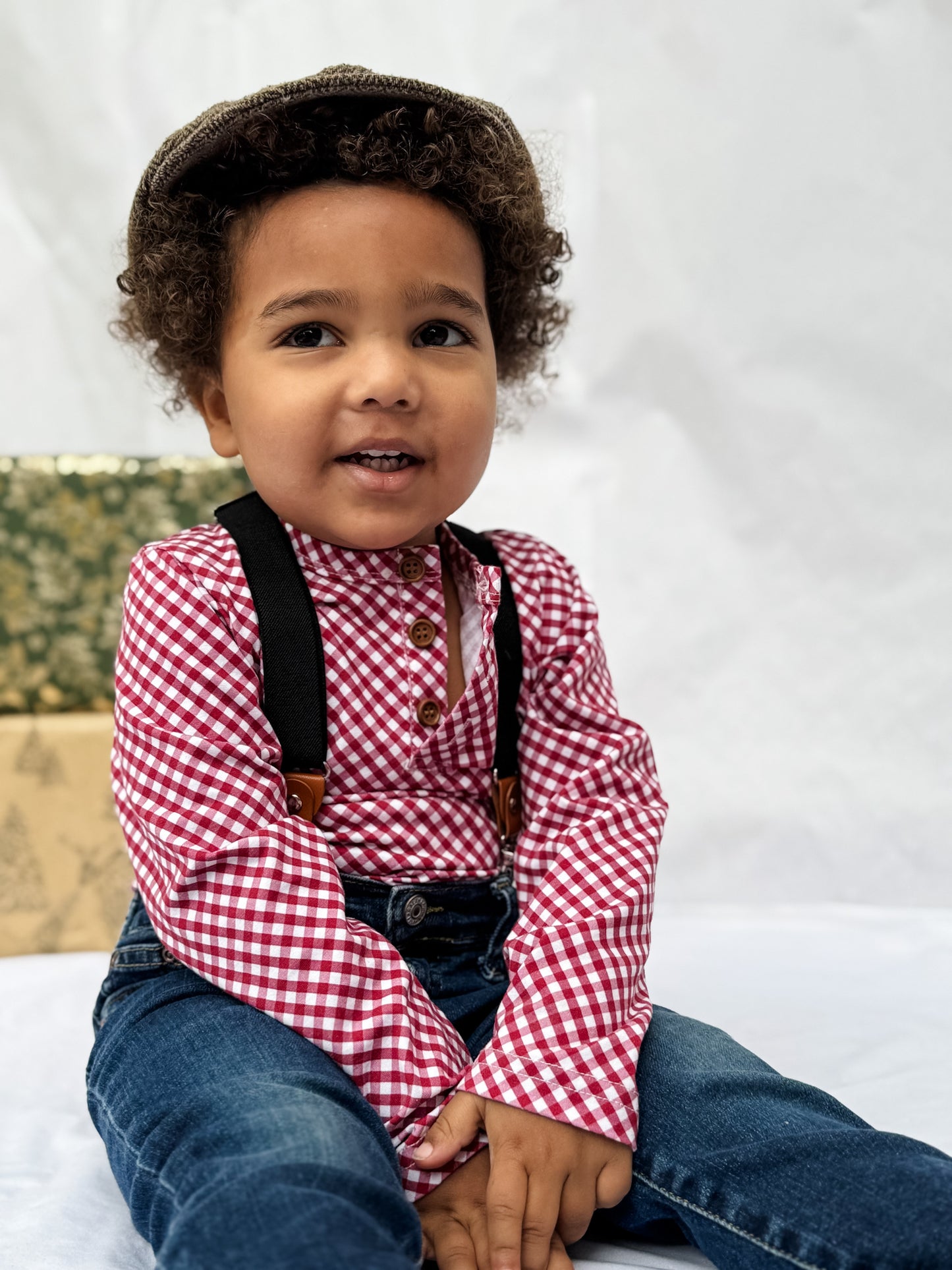 Cranberry Gingham ~ Boy’s Lionheart Henley