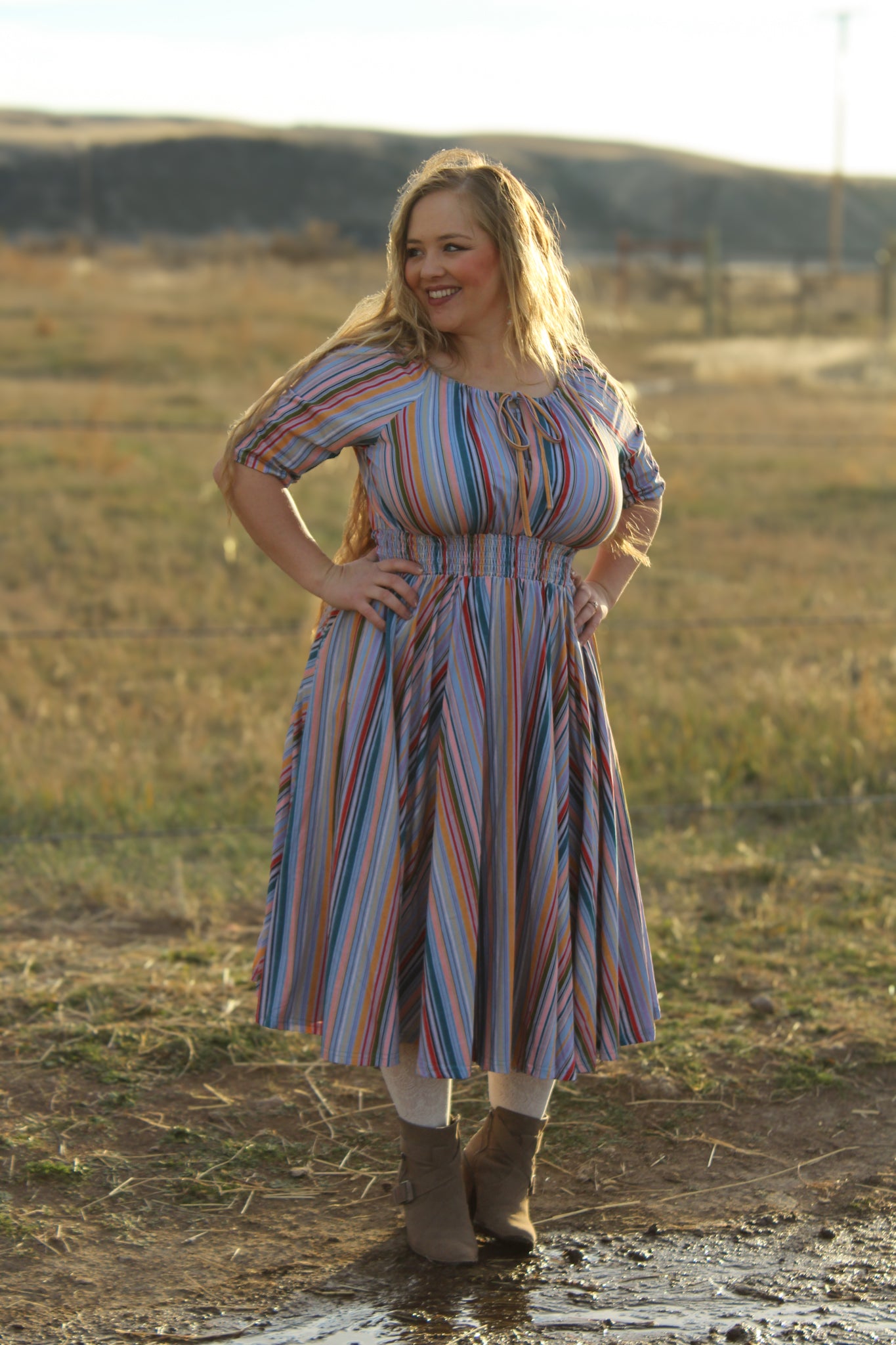 Painterly Pinstripes ~ Folklore Dress