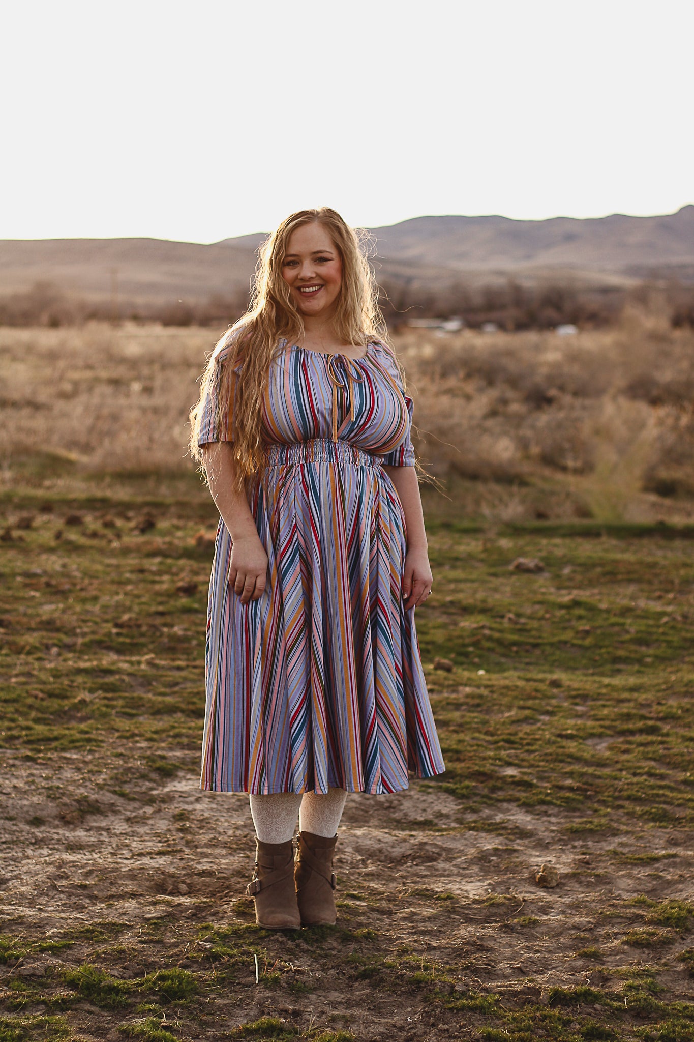 Painterly Pinstripes ~ Folklore Dress