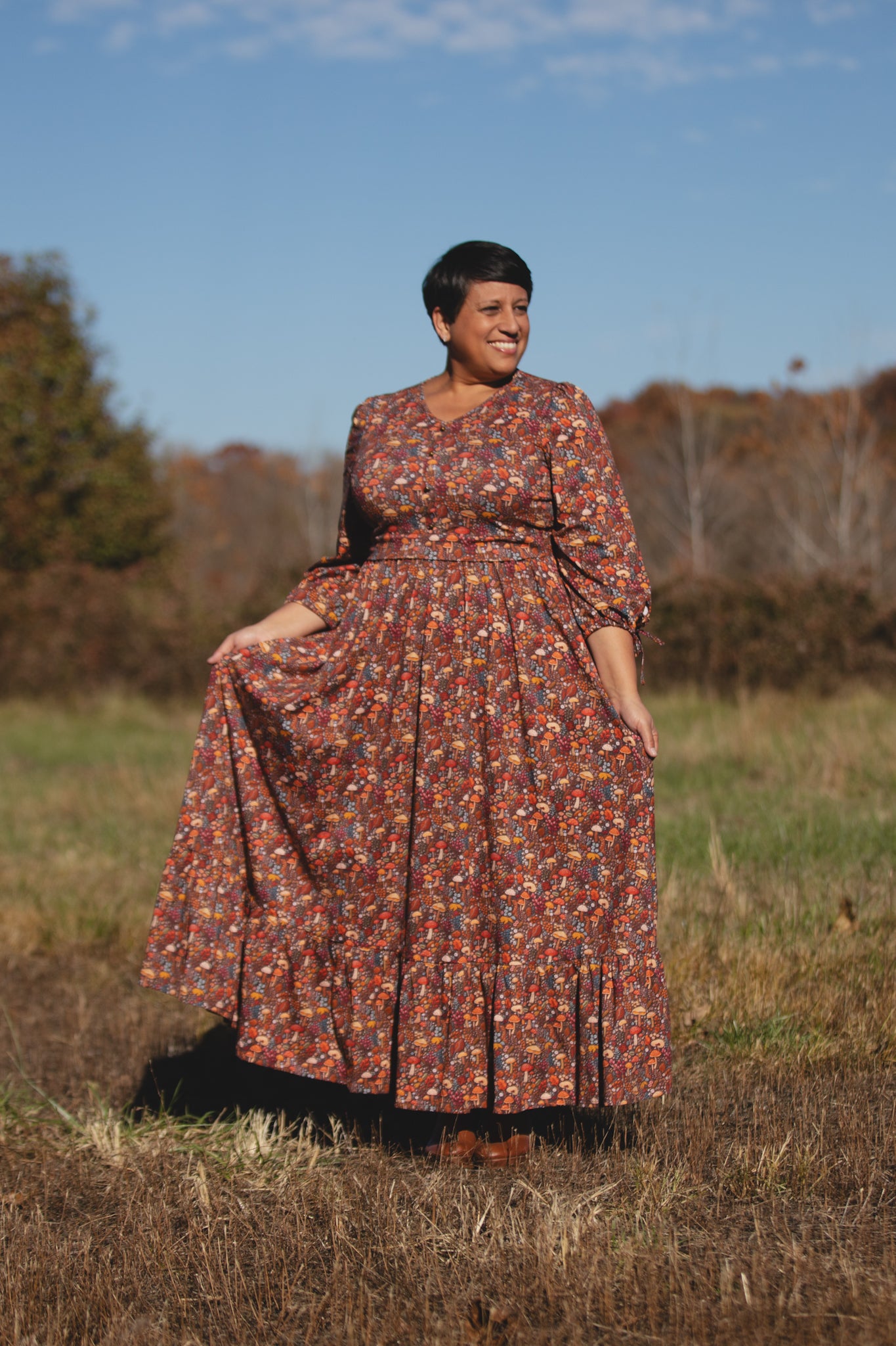 forest maxi dress Dark Floral Maxi Dress, Cottagecore Forest Ferns, Whimsigoth Fairy Grunge Style