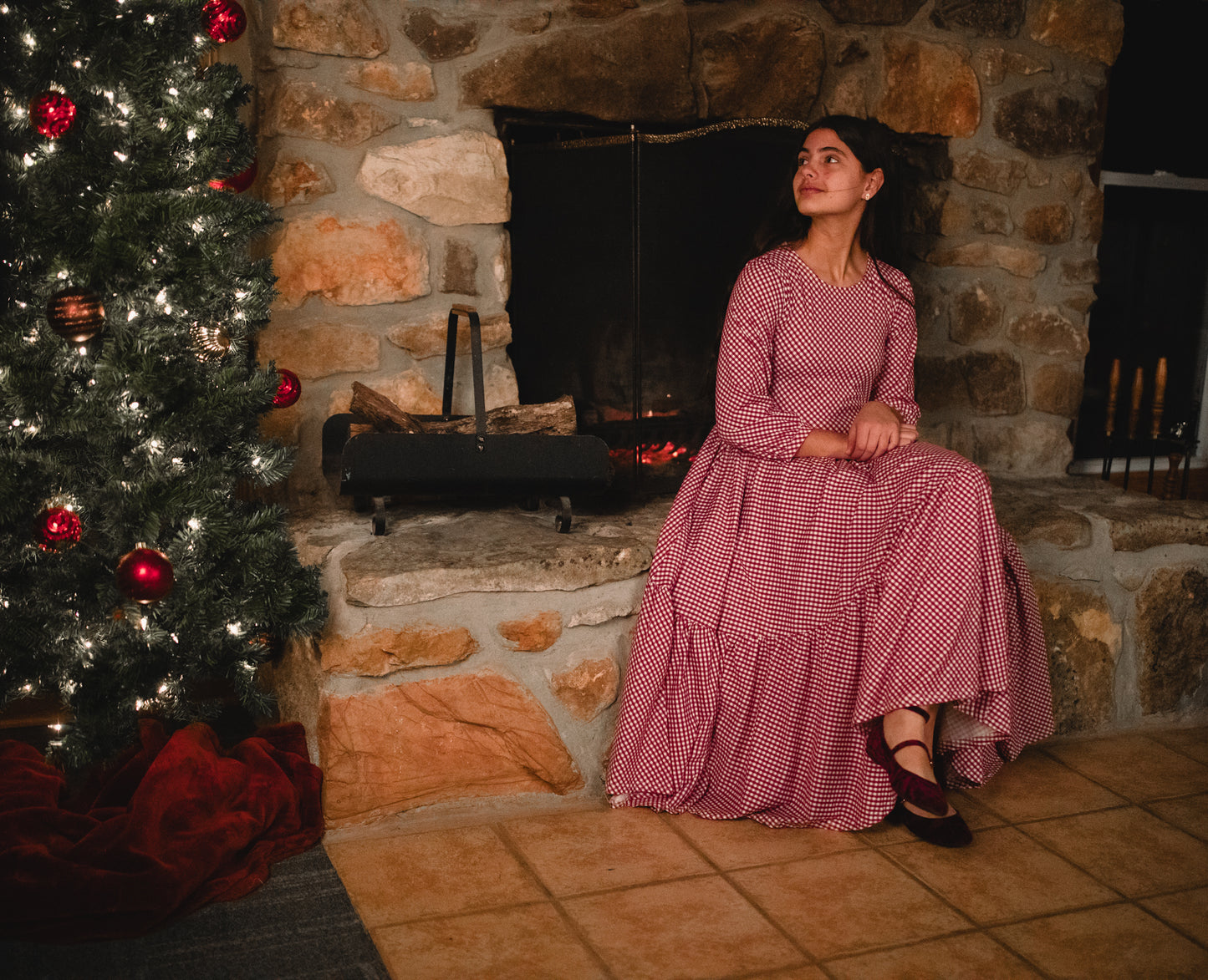 Cranberry Gingham ~ Novella Dress