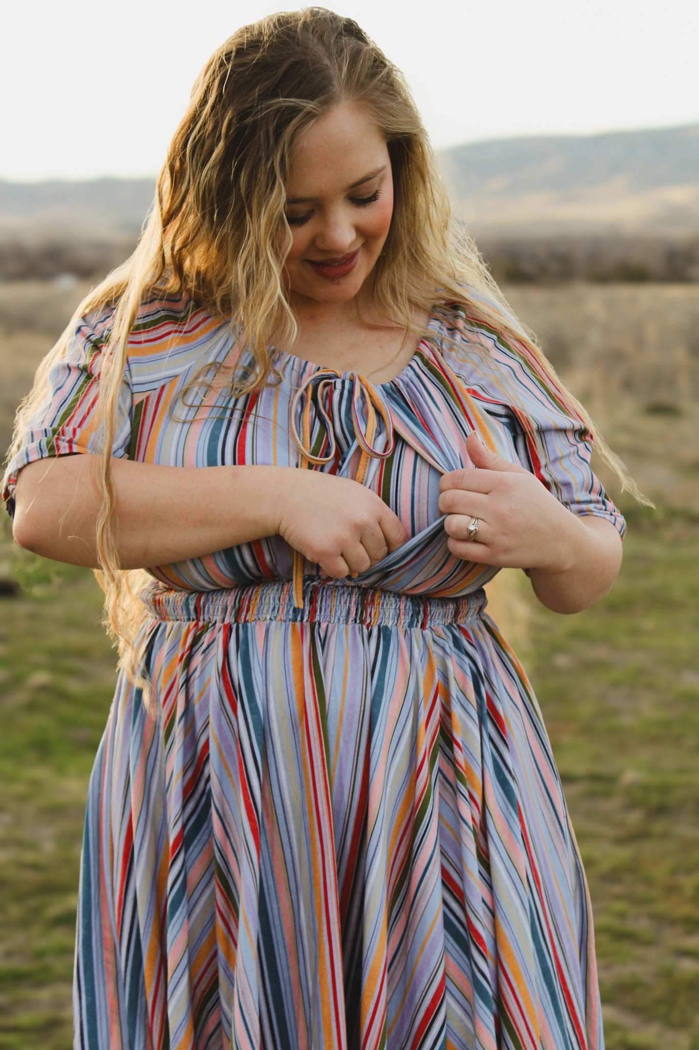 Painterly Pinstripes ~ Folklore Dress
