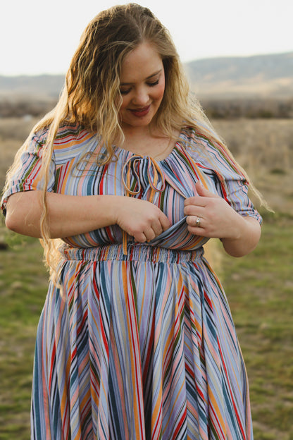 Painterly Pinstripes ~ Folklore Dress