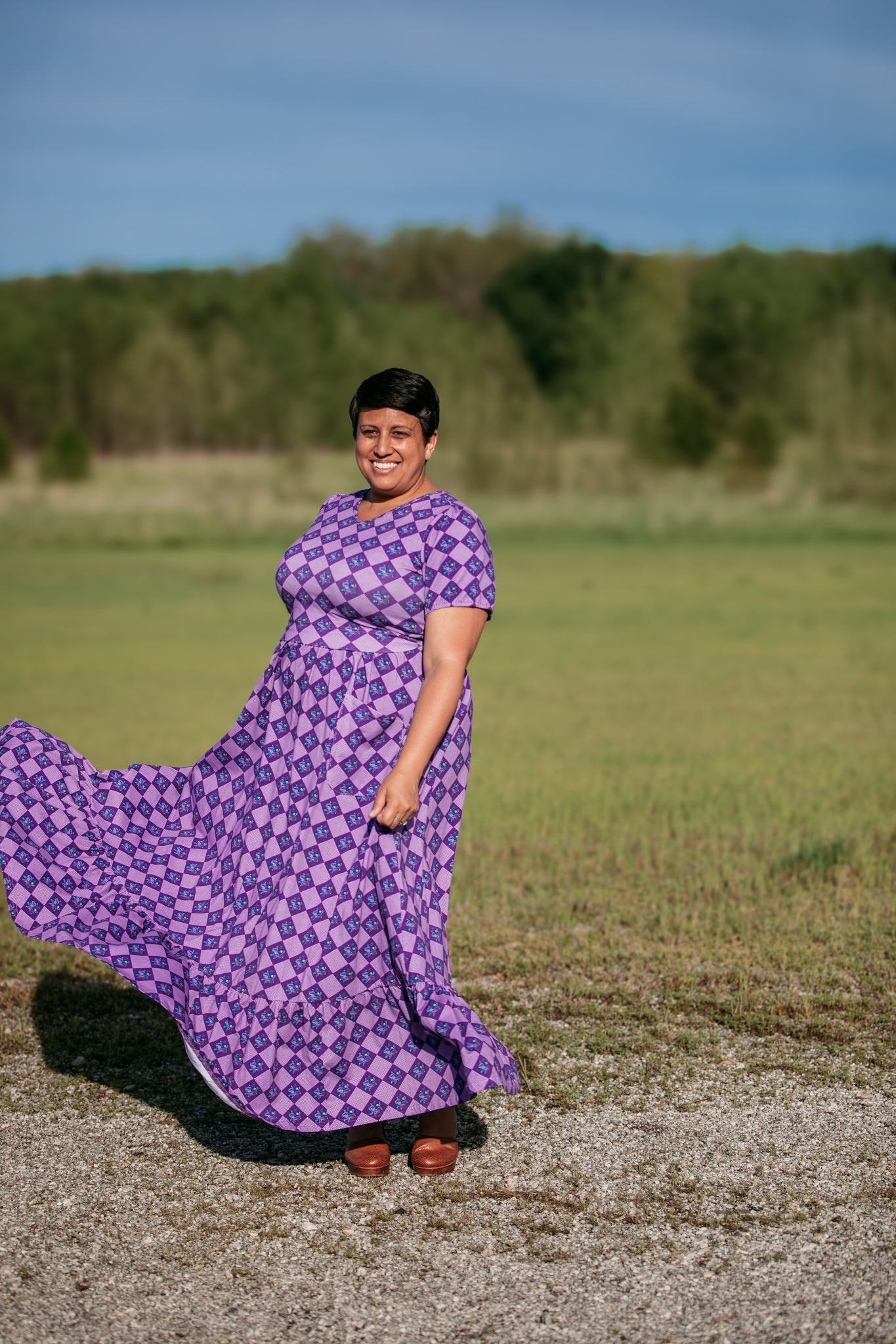 Mountain Laurel ~ Canterbury Patch Maxi Nursing / XS / 98% Cotton 2% Spandex