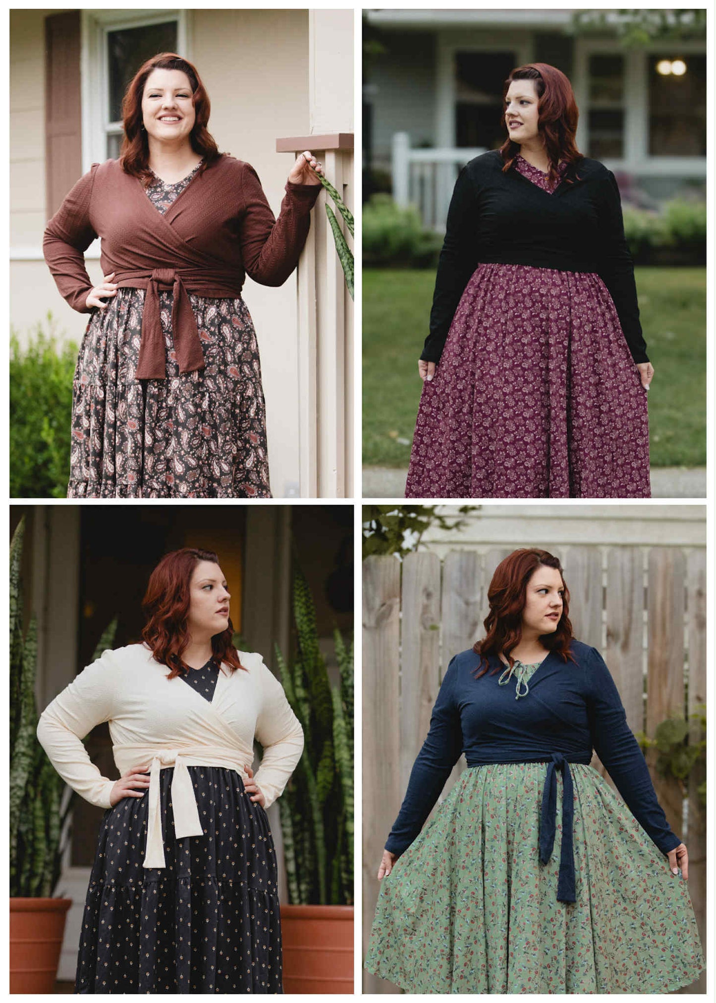 Woman in modest nursing outfits with patterned skirts