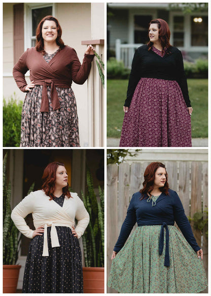 Woman in modest nursing outfits with patterned skirts