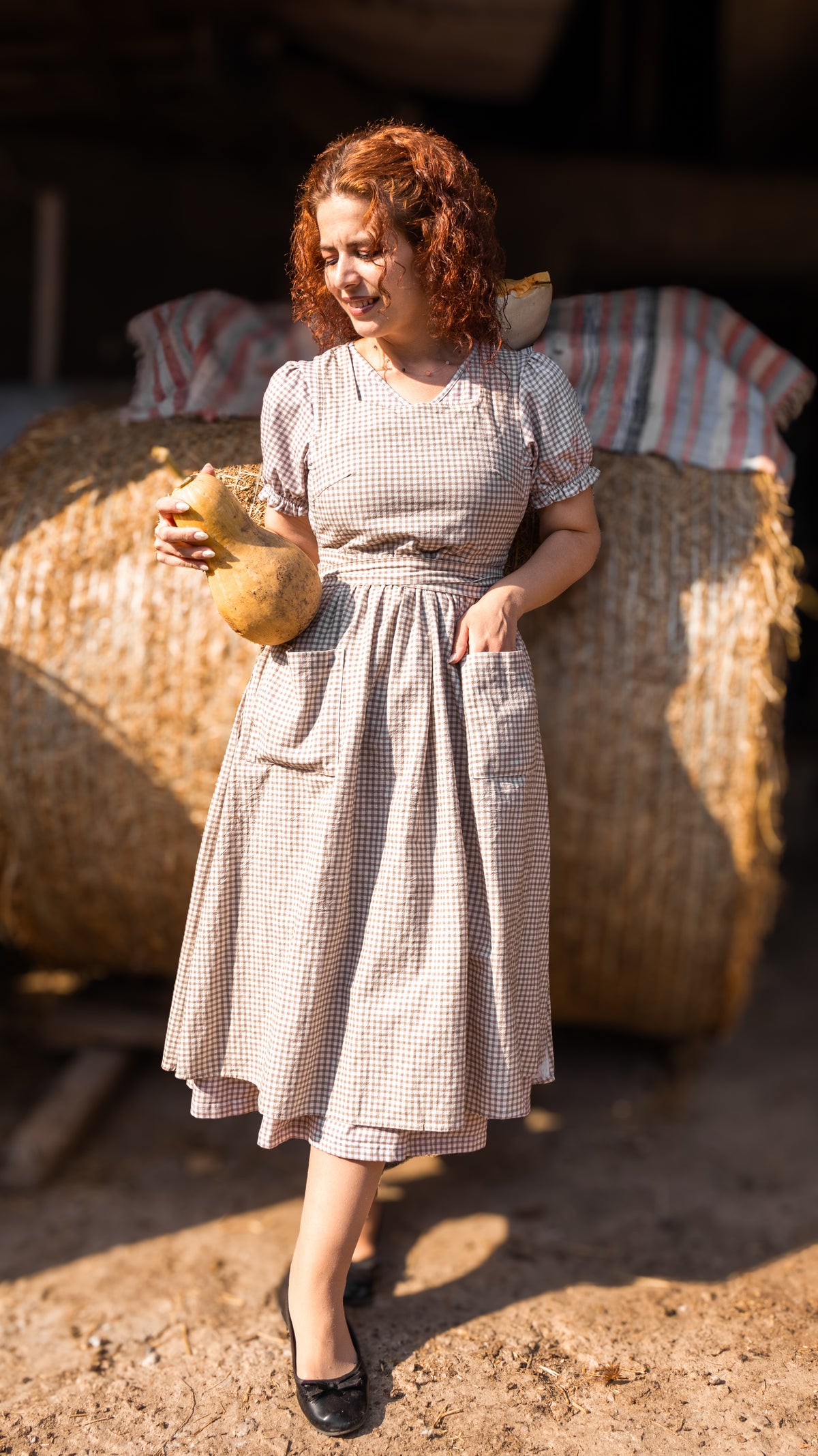 Nutmeg Gingham ~ Pinafore Apron
