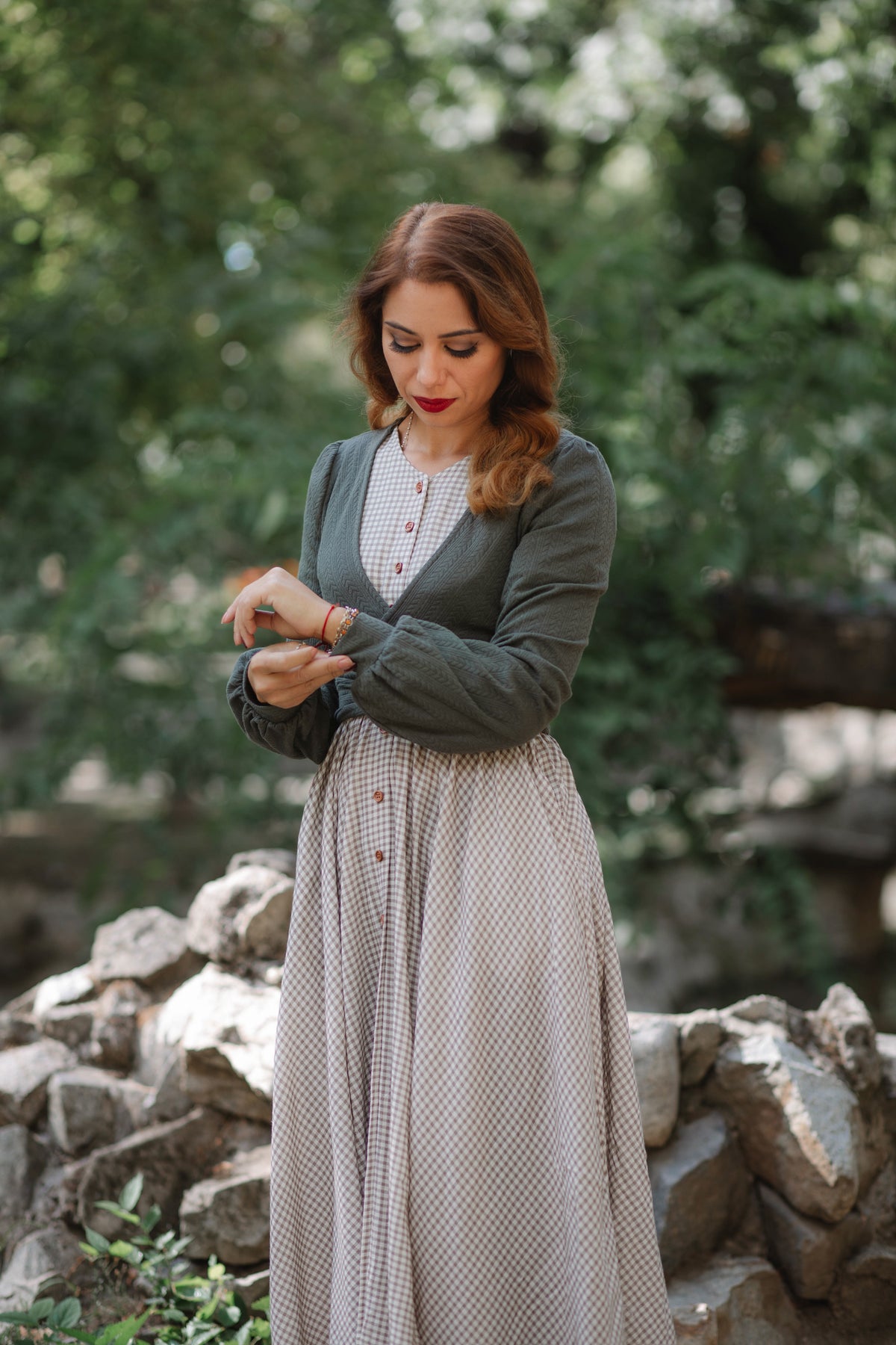 Nutmeg Gingham ~ Hearthside Maxi
