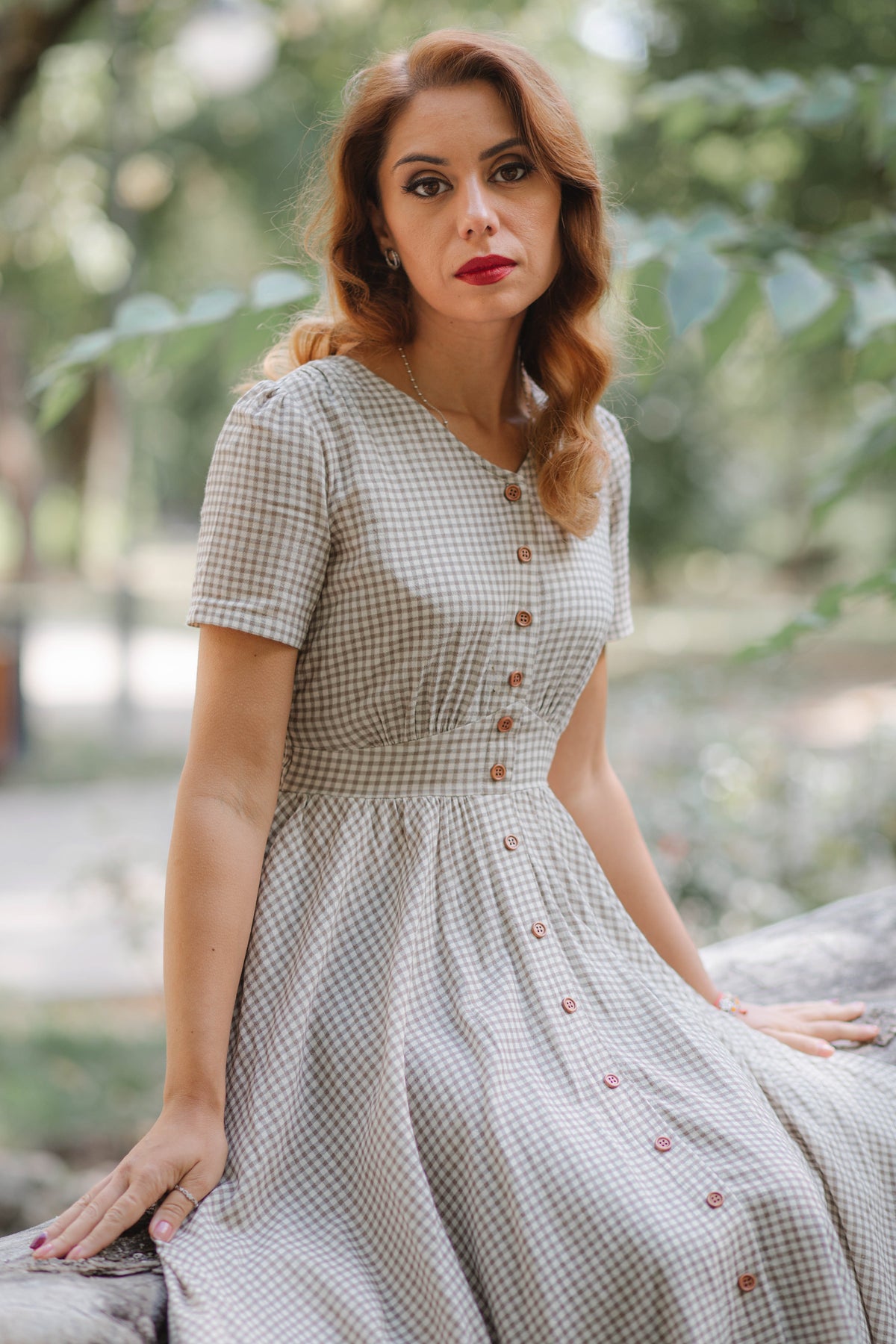 Nutmeg Gingham ~ Hearthside Maxi
