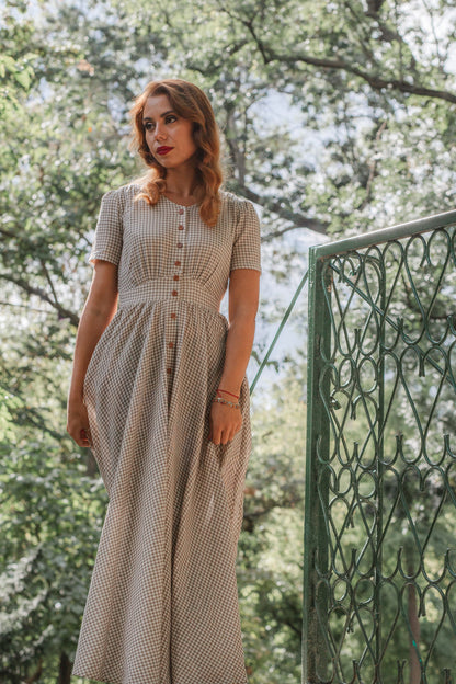Nutmeg Gingham ~ Hearthside Maxi