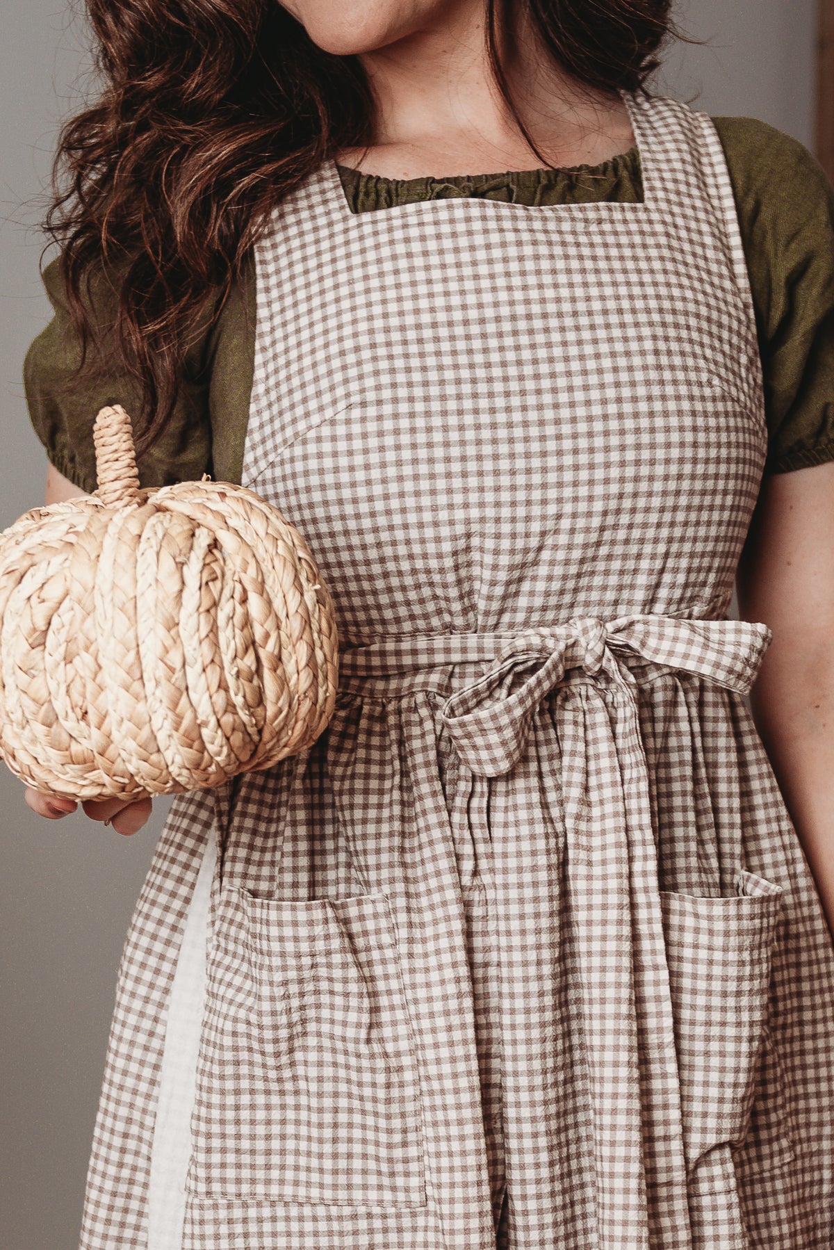 Nutmeg Gingham ~ Pinafore Apron
