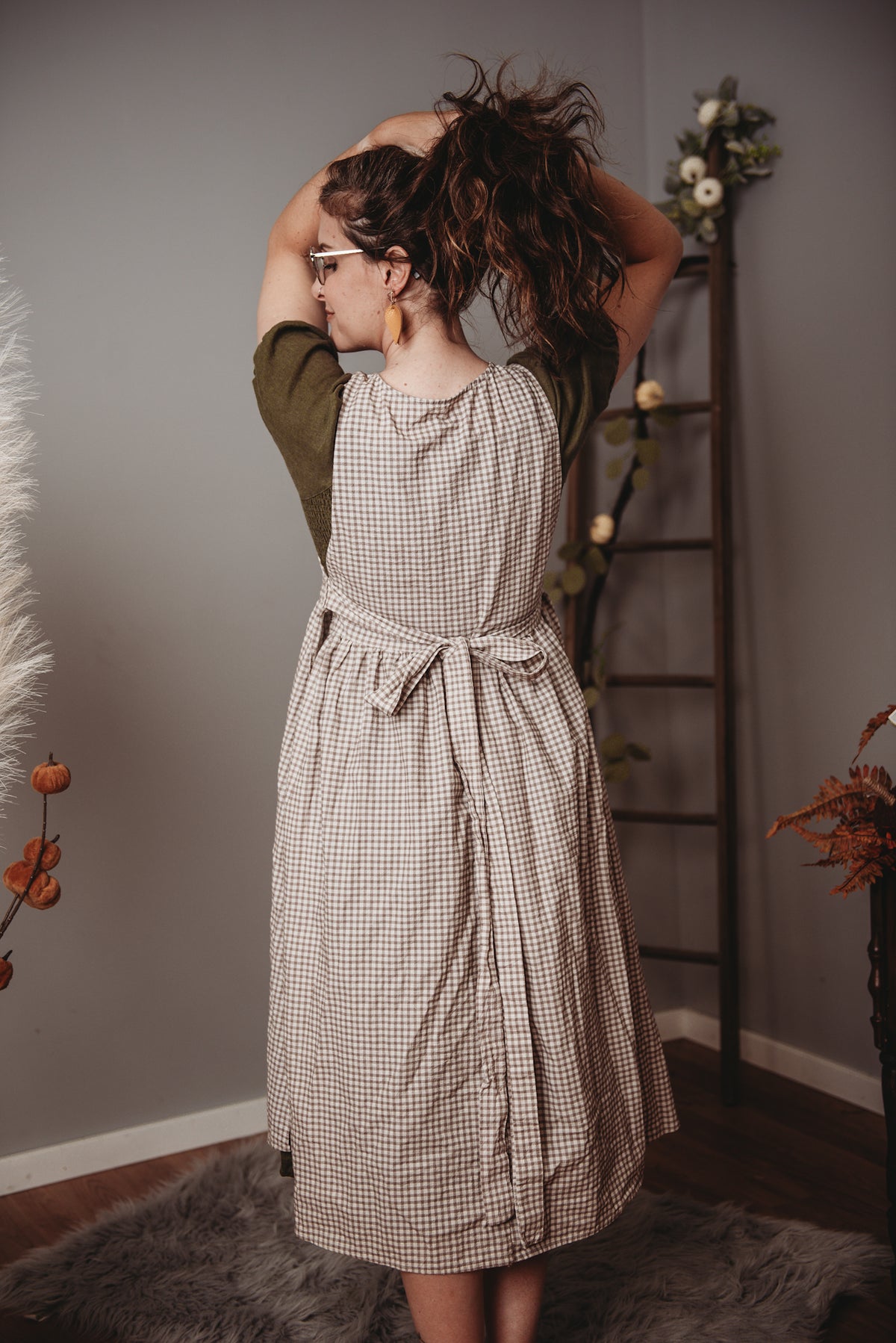 Nutmeg Gingham ~ Pinafore Apron