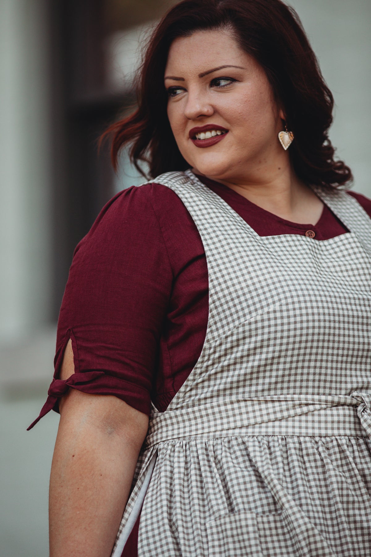 Nutmeg Gingham ~ Pinafore Apron