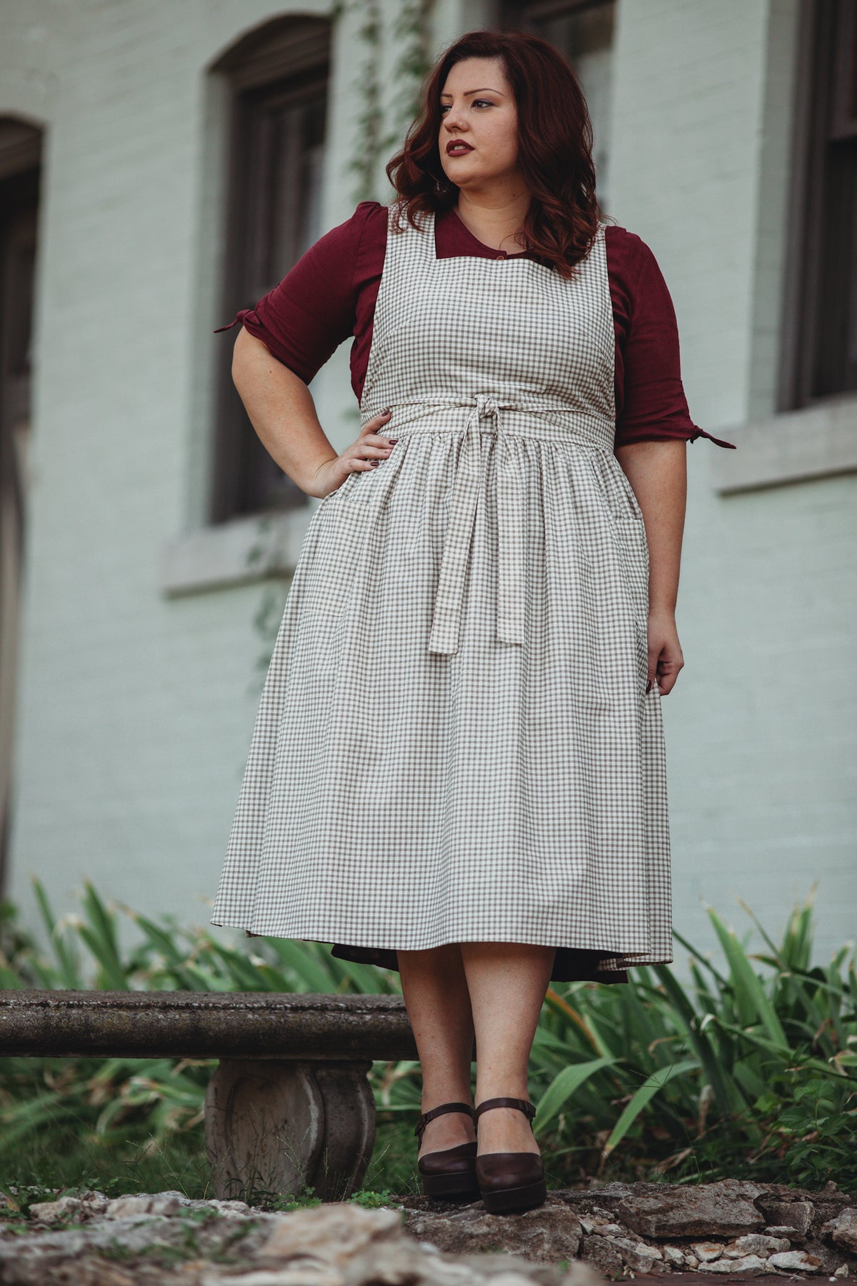 Nutmeg Gingham ~ Pinafore Apron