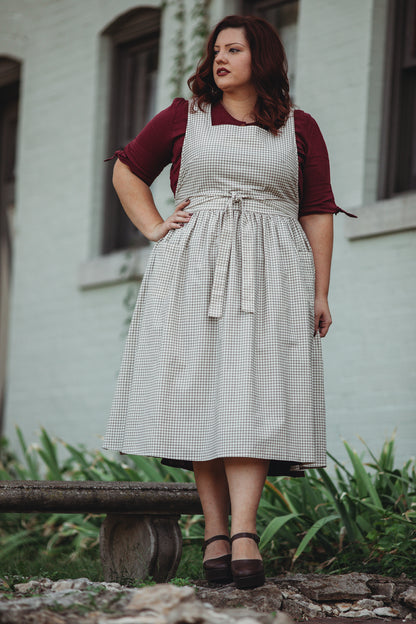 Nutmeg Gingham ~ Pinafore Apron