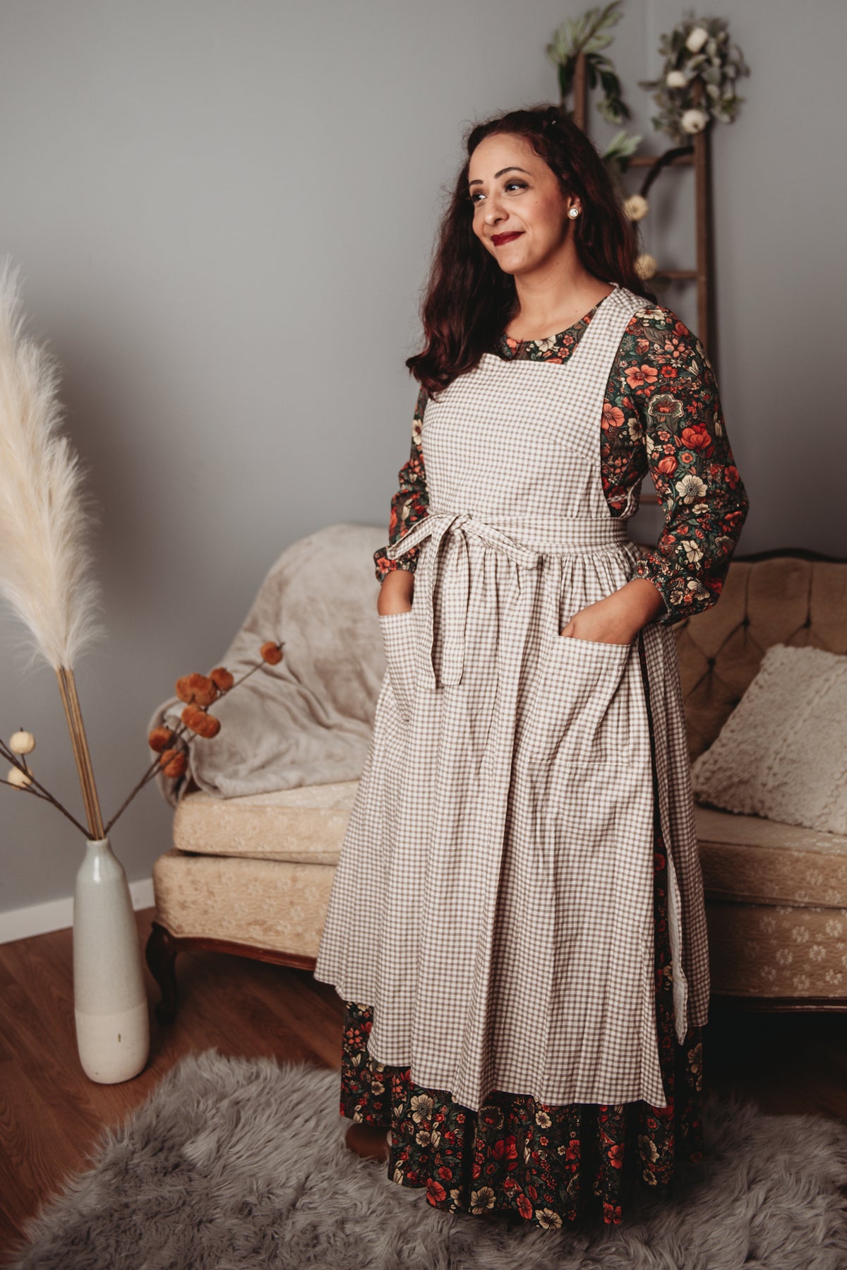 Nutmeg Gingham ~ Pinafore Apron