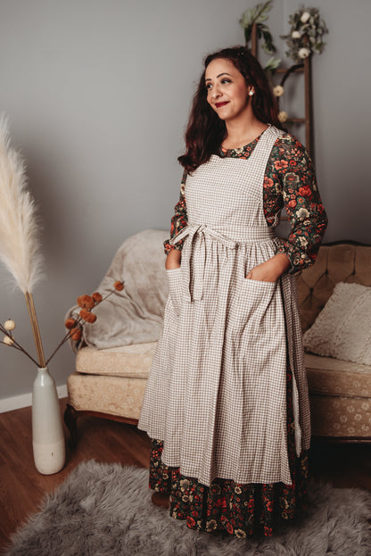 Nutmeg Gingham ~ Pinafore Apron