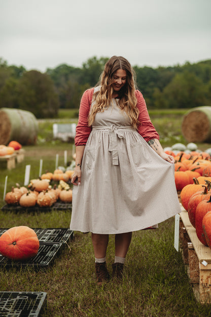 Nutmeg Gingham ~ Pinafore Apron