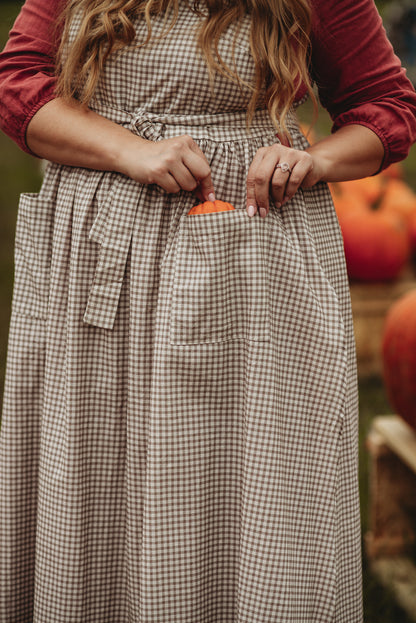 Nutmeg Gingham ~ Pinafore Apron